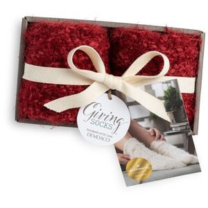 Demdaco Giving Socks Red Boxed Warm  Nonslip Fuzzy Sock One Size NEW